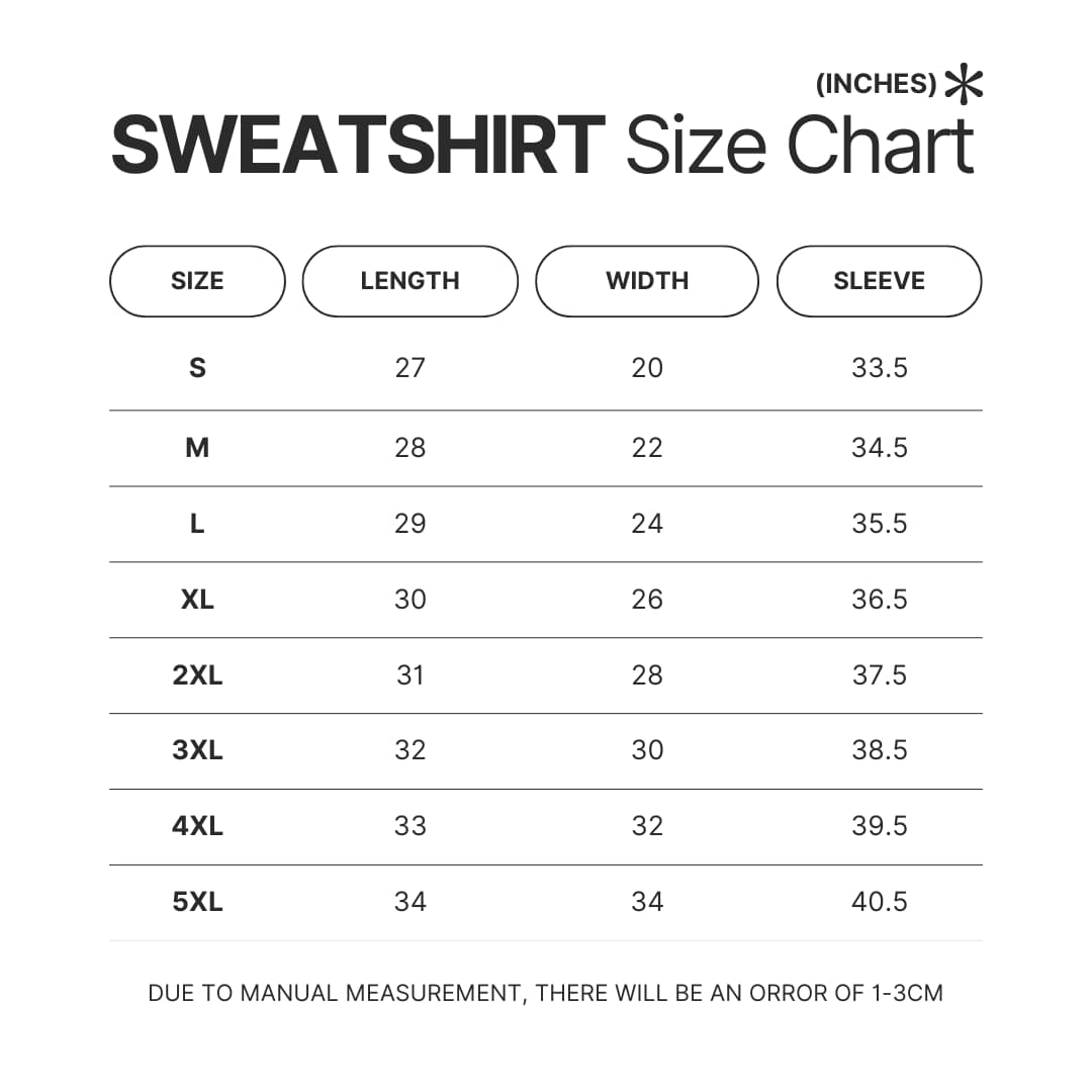 Sweatshirt Size Chart - Night in the Woods Store