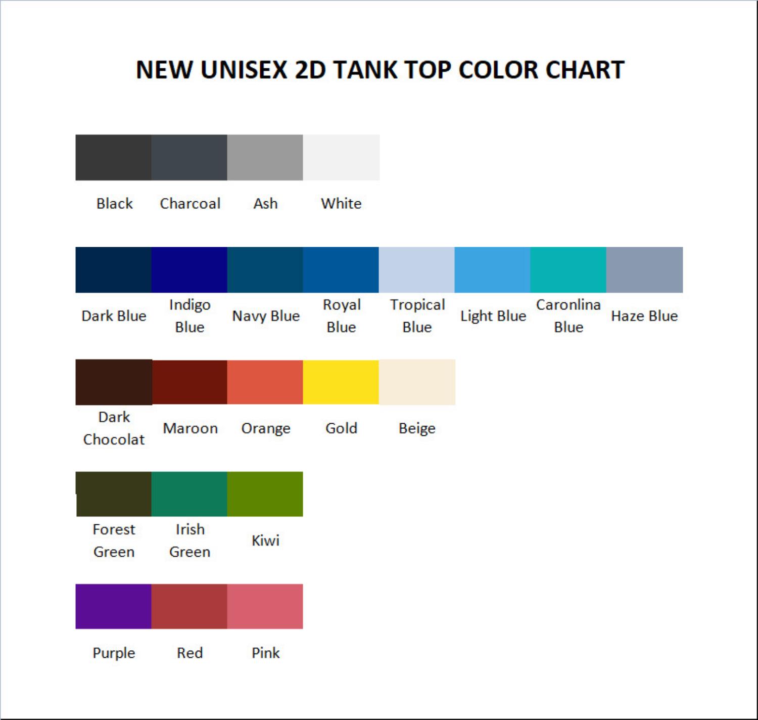 tank top color chart - Night in the Woods Store