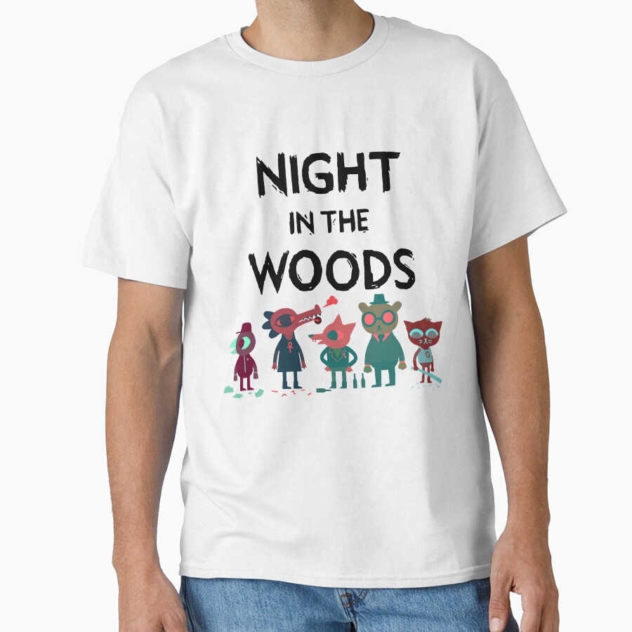 Hot Collection Night In Woods Black Text T-shirt