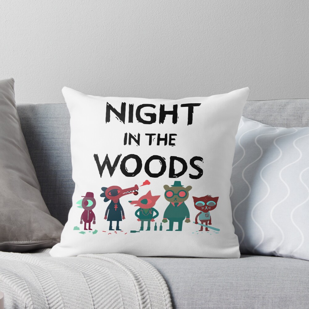 Hot Video Game Night In Woods Black Text Throw Pillow