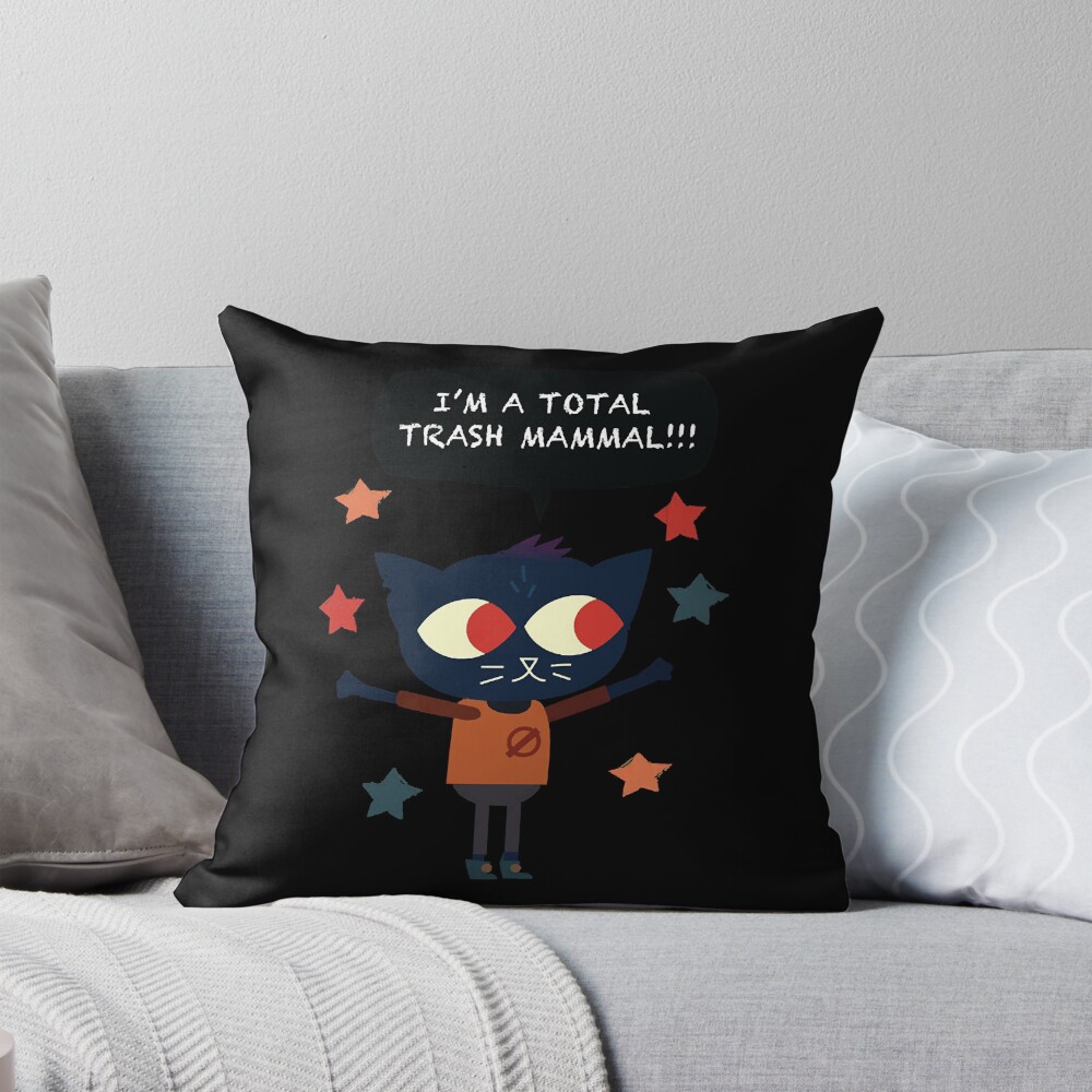 Mae Trash Mammal Night In The Woods Throw Pillow