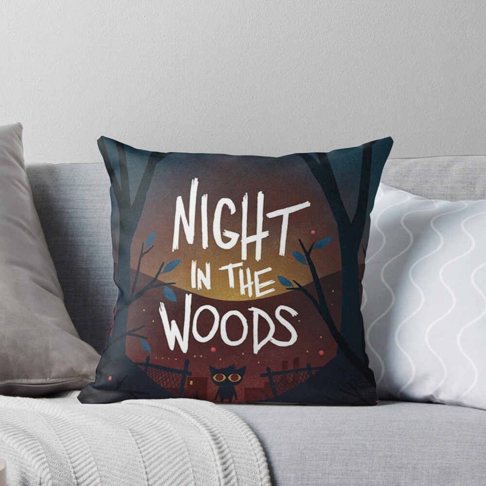 Video Game Scary Night In The Woods Throw Pillow