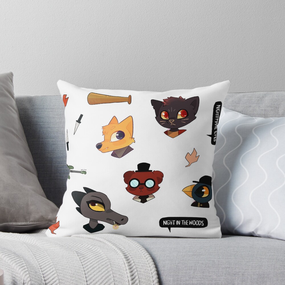 Night In The Woods Characters Stickers Throw Pillow