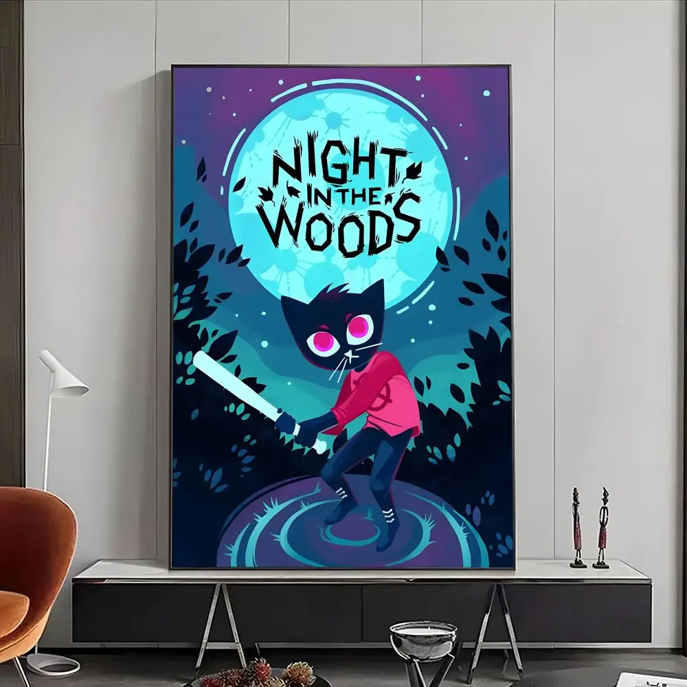 Night in the Woods Neon Blue Logo Wall Art